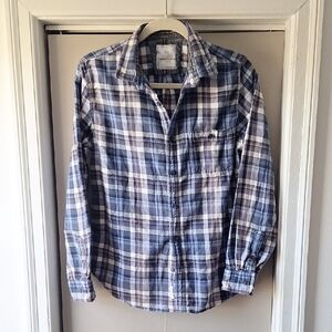Navy and White Plaid Casual Shirt
